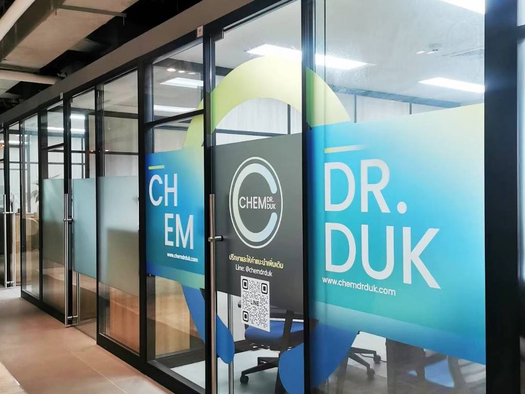 Stick stickers on office glass